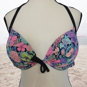 Victoria's Secret Push Up Bra Style Floral Bikini Top - Sz 36C